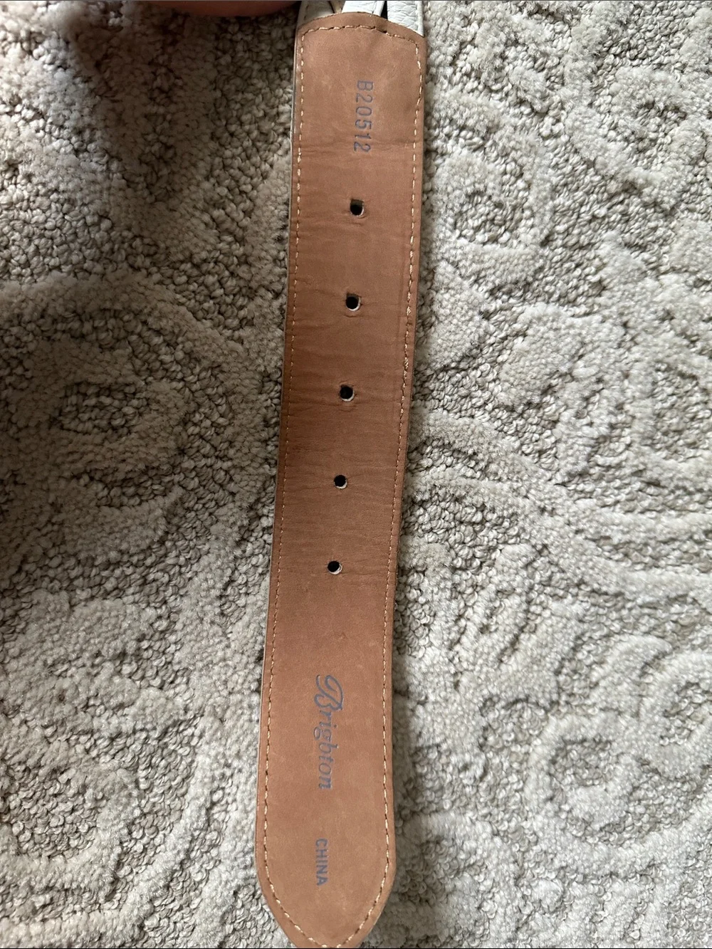 Brighton Braided White and Tan Leather Belt with Decorative Silver Buckle